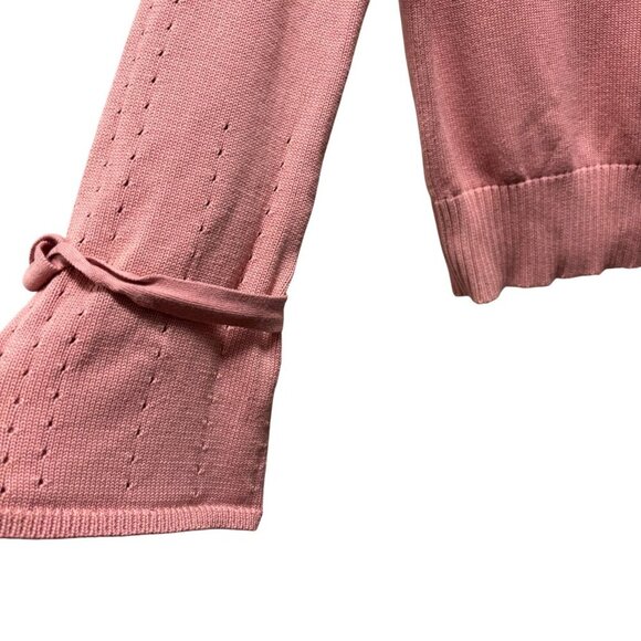 Sundance Womens Pink Raglan Knit Sweater Bell Sleeve  With Tie Detail Size S - Picture 5 of 9